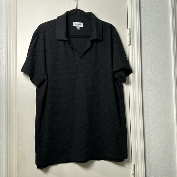 Goodfellow & Co Men's Cotton Blend Textured V-Neck Black Polo Size Large - Picture 1 of 6